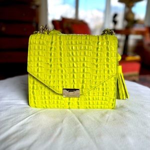 Brahmin Ophelia bright yellow shoulder bag/ crossbody purse.
